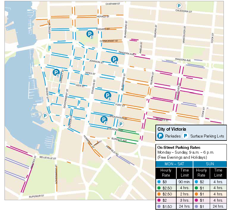 Downtown Victoria Surface Parking Map