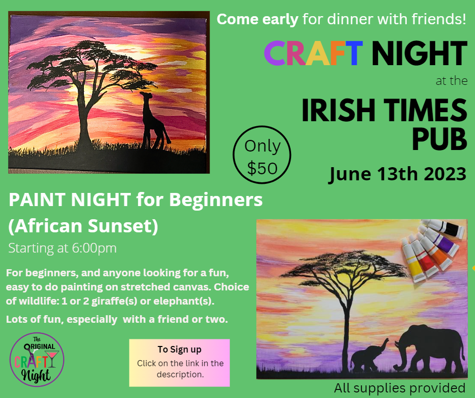 Paint Night for Beginners Craft Night at the Irish Times DVBA